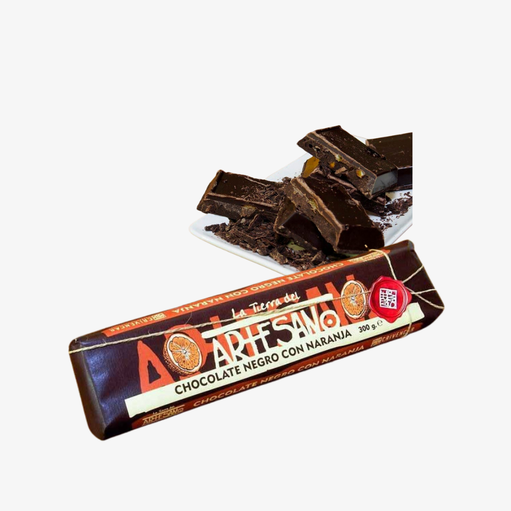 Chocolate negro gourmet con naranja. Tableta 300g