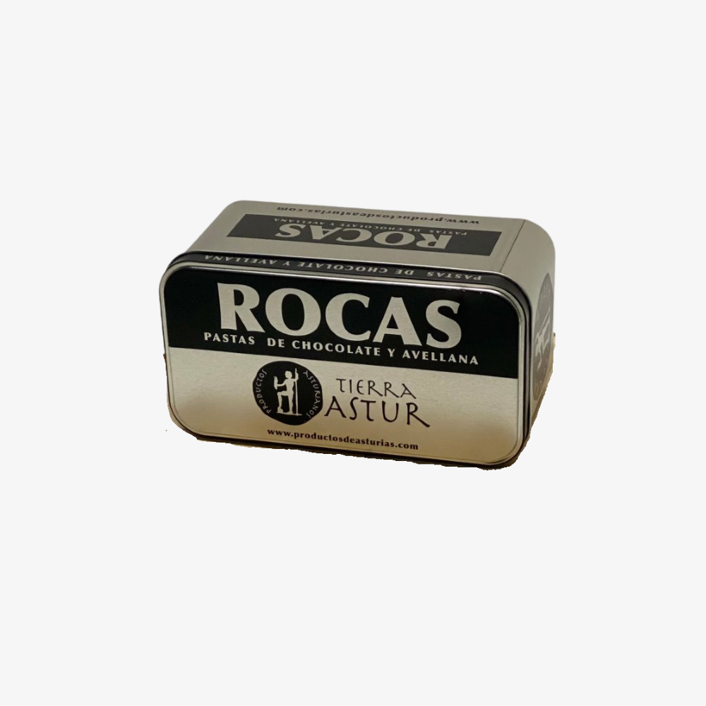 Pastas de chocolate y avellanas (Rocas) Tierra Astur. Lata 300g