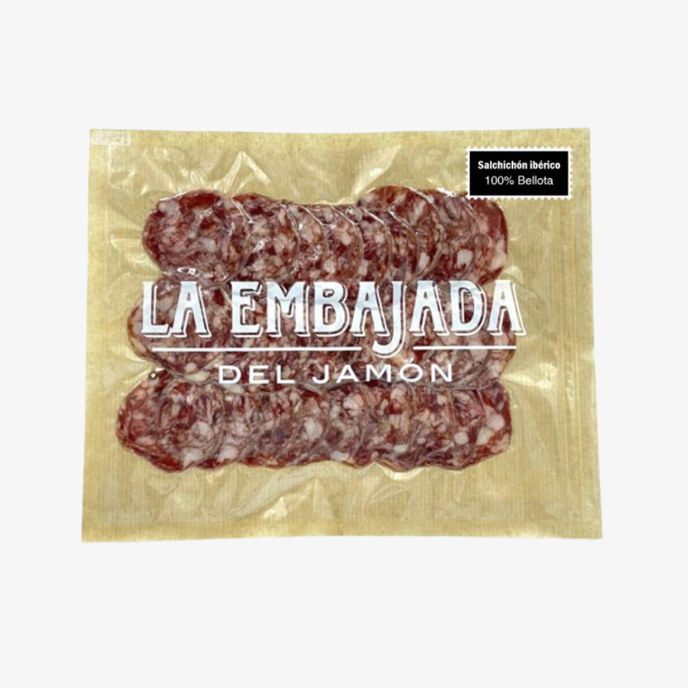 Salchichón Ibérico 100% bellota sobre 100 g.