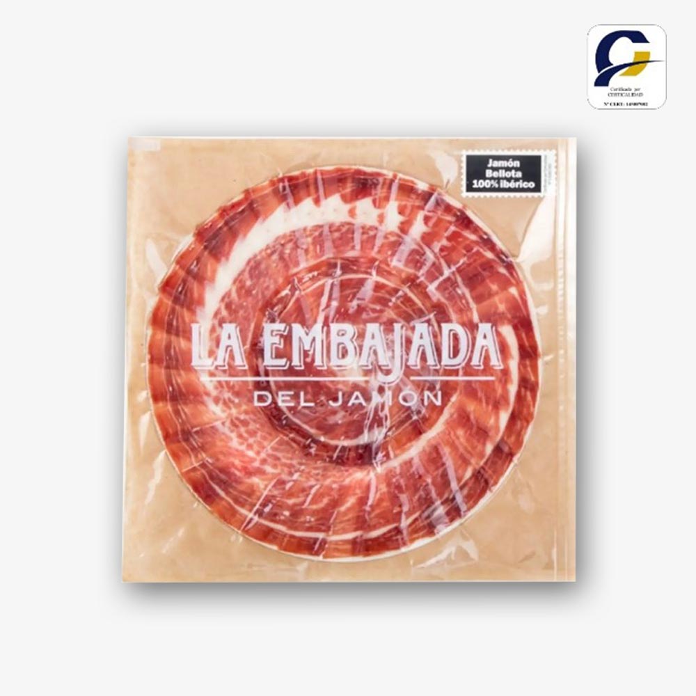 Jamón Bellota 100% Ibérico. +42 meses. Sobre 100g corte artesanal a cuchillo